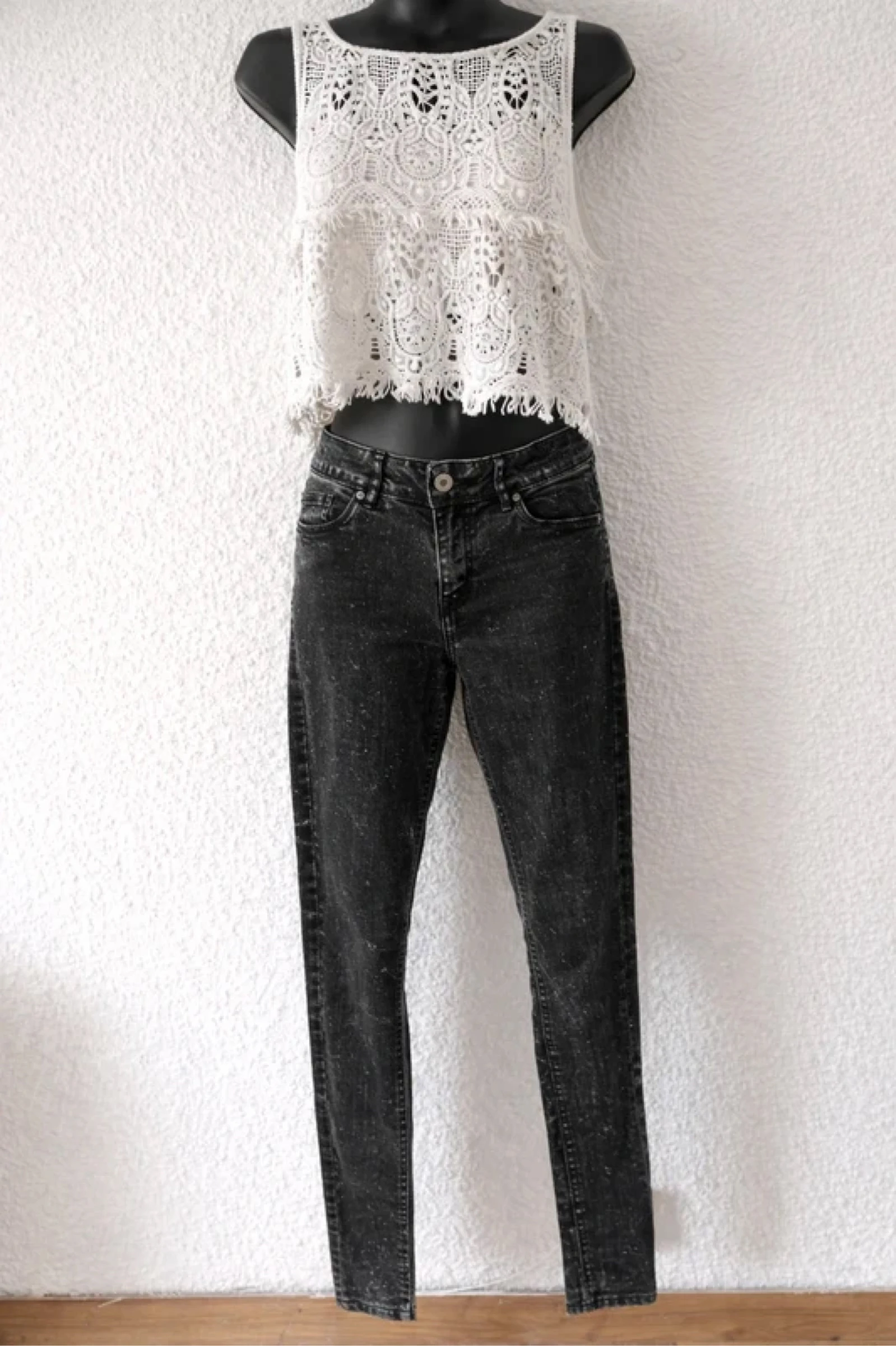 Black distressed jeans Size 38 – Skinny stretch fit – photo 4